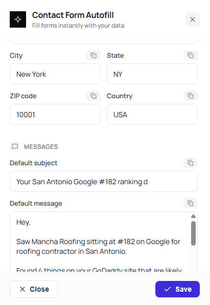 Auto-fill forms
